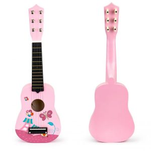 Chitara din lemn pentru copii | roz