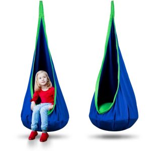 Scaun balansoar suspendat pentru copii | albastru-verde