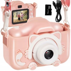 Aparat foto digital pentru copii + 16 GB micro SD | roz