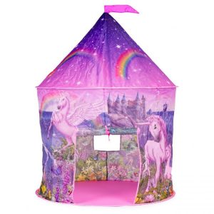 Cort pentru copii - castel cu unicorni | roz