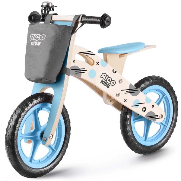 Bicicletă de lemn copii | bej-albastru
