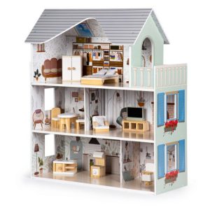 Casa de păpuși din lemn cu mobilier | Residence