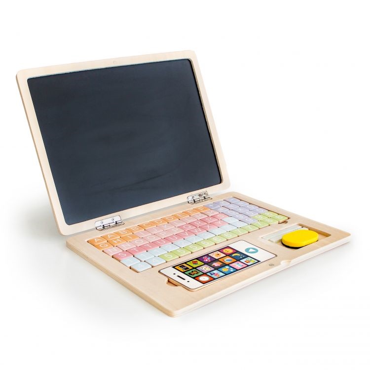 Laptop educațional din lemn cu tablă albă | Ecotoys