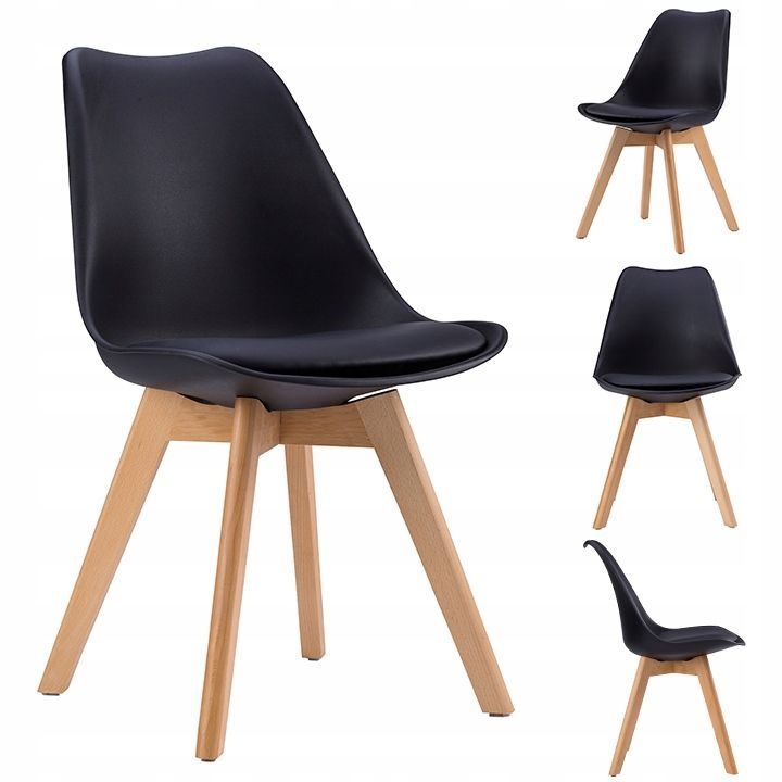Set de scaune cu pernă – negru, 4 bucăți | VENICE