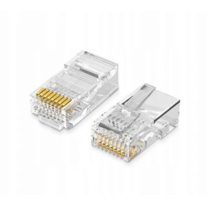 Conector standard RJ45 | 1000 de bucăți - adaptat pentru conectarea cablurilor de telecomunicații LAN de tip „pereche răsucită”.