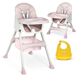 Scaun cu masa pentru copii Milo + bavețică | roz