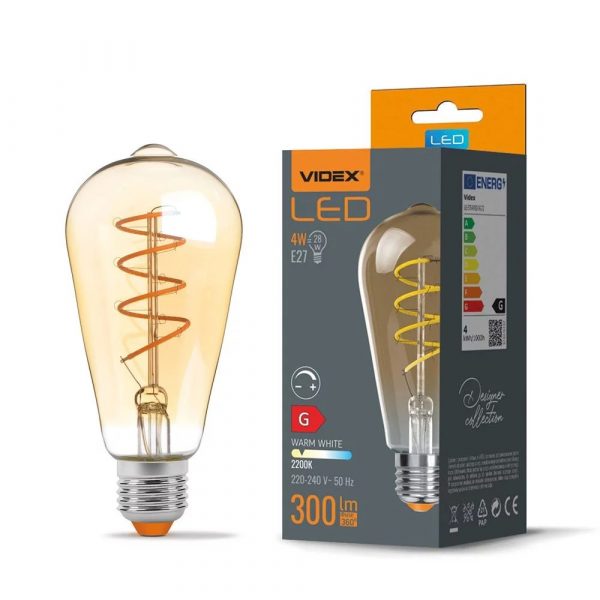 Bec LED reglabil | 4W E27 ST64 - o combinație de iluminat decorativ și eficiență energetică. Flux luminos: 300 Lm