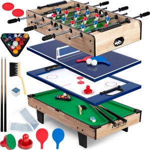 Masa de joc multifunctionala 4 in 1 - din lemn | NS-800 - fotbal de masă, masă de ping pong, air hochei, masă de biliard. Accesorii necesare pentru jocuri.