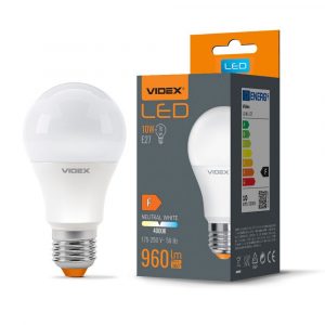 Bec LED | VIDEX E27-A60-10W-NW - economisirea energiei datorită eficienței ridicate a luminii. Flux luminos al sursei de lumină: 960 Lm.