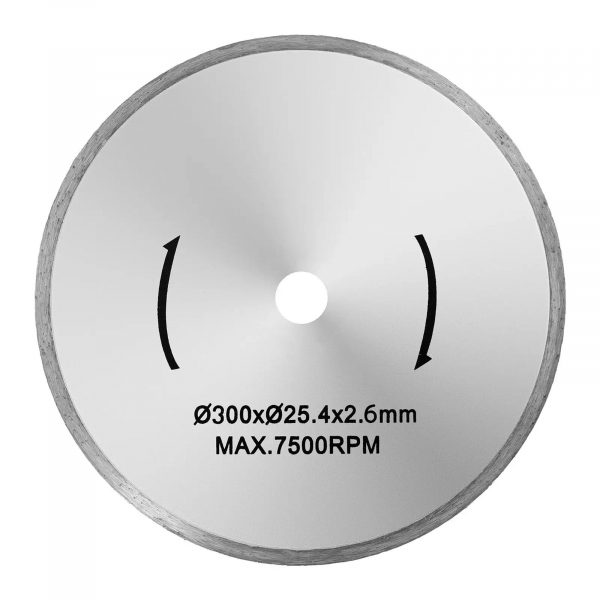 Disc de tăiere cu diamant - 300 | model: MSW-TB-300/25 Rezistență - corp din oțel. Suprafață netedă - pentru tăierea umedă a plăcilor fără așchii.