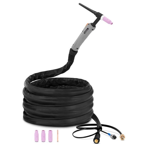 Lanterna de sudare TIG 17 AC/DC 8m x 16mm² + accesorii cu carcasă EPDM sigură și flexibilă oferă libertatea de mișcare necesară în timpul sudării.
