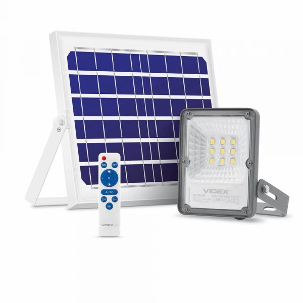 Reflector solar LED 600lm 20W + telecomanda | VIDEX GELIO - un sistem de iluminat autonom format dintr-un panou solar și un reflector LED.