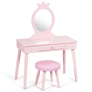 Măsuță de toaletă pentru copii + taburet | roz