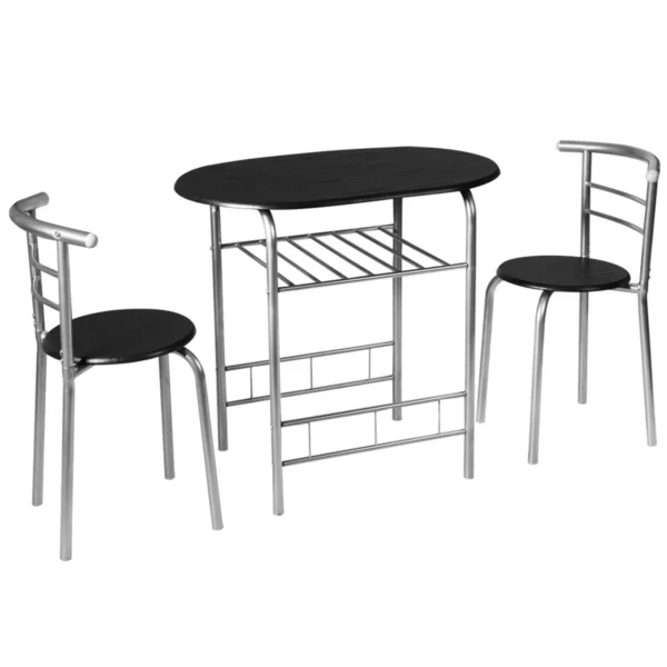 Set masă + scaune negru | 2 persoane