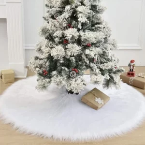 Covor alb pom de Crăciun | 90 cm