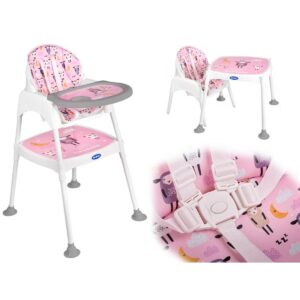 Scaun cu masă pentru copii 3in1 | roz