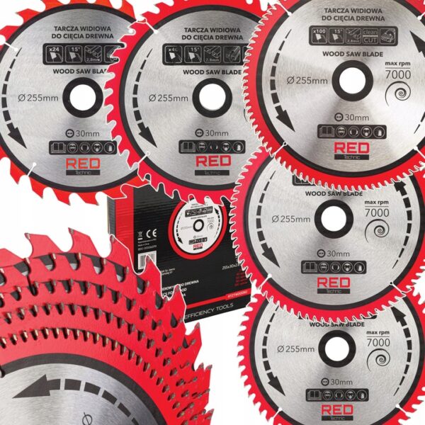 Set 5 pânze circulare 255/30mm | RED TECHNIC