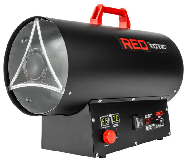 Incalzitor pe gaz RTNGG0118, 45KW | RED TECHNIC are un ventilator cu 5 pale cu un debit de 850 m³/h, care permite o distribuție rapidă a căldurii.