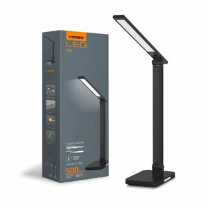 Lampă de masă LED cu încărcare wireless, neagră | VIDEX combină iluminatul modern cu încărcarea fără fir practică, ceea ce mărește confortul.