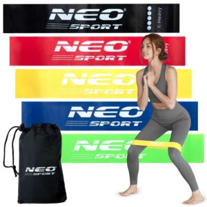 Set cauciuc pentru exerciții NS-959, 5 buc. | Neo-Sport oferă diferite niveluri de rezistență pentru exerciții de întărire versatile și eficiente pentru a îmbunătăți forța și flexibilitatea.