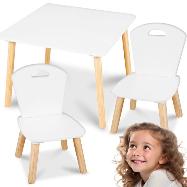 Masa pentru copii cu doua scaune RC-848, alb | Ricokids este un loc ideal pentru activități creative, concepute pentru confortul și siguranța celor mici.