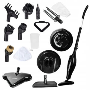 Mop cu abur, 12 în 1, negru | KD665 este un dispozitiv multifuncțional care asigură curățarea temeinică a diferitelor suprafețe fără utilizarea de substanțe chimice.