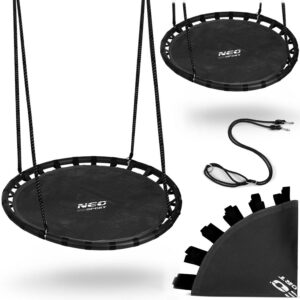 Balansoar de grădină cu cuib de barză, 110 cm, negru | Neo-Sport oferă un loc confortabil și sigur pentru distracție atât pentru copii, cât și pentru adulți.