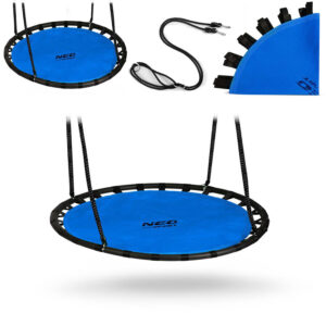 Balansoar de grădină cu cuib de barză, 120 cm, albastru | Neo-Sport oferă un loc confortabil și sigur pentru distracție atât pentru copii, cât și pentru adulți.