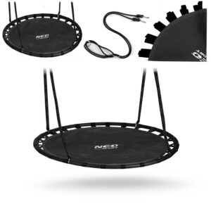 Balansoar de grădină cu cuib de barză, 120 cm, negru | Neo-Sport oferă un loc confortabil și sigur pentru distracție atât pentru copii, cât și pentru adulți.