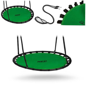 Balansoar de grădină cu cuib de barză, 120 cm, verde | Neo-Sport oferă un loc confortabil și sigur pentru distracție atât pentru copii, cât și pentru adulți.