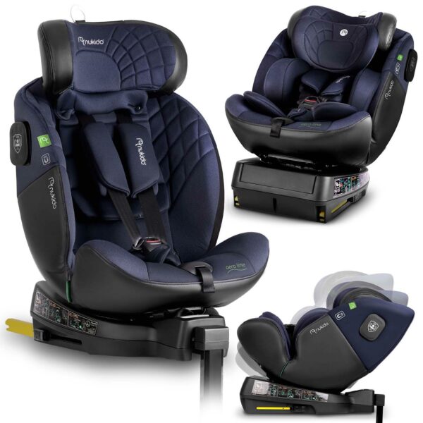 Scaun auto ISOFIX, 0-36kg, albastru închis | Nukido Prestige oferă călătorii sigure și confortabile pentru copiii de la naștere până la 36 kg.