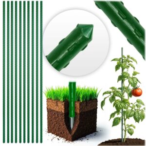 Stâlp de susținere a plantelor PL-940, 10 buc, 120 cm, verde | Plonos oferă suport fiabil pentru plante precum roșiile, fasolea sau florile.