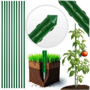 Stâlp de susținere a plantelor PL-940, 10 buc, 150 cm, verde | Plonos oferă suport fiabil pentru plante precum roșiile, fasolea și florile.