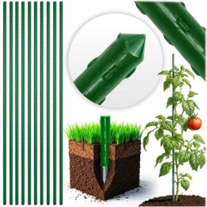 Stâlp de susținere a plantelor PL-940, 10 buc, 180 cm, verde | Plonos oferă suport fiabil pentru plante precum roșiile, fasolea sau florile.