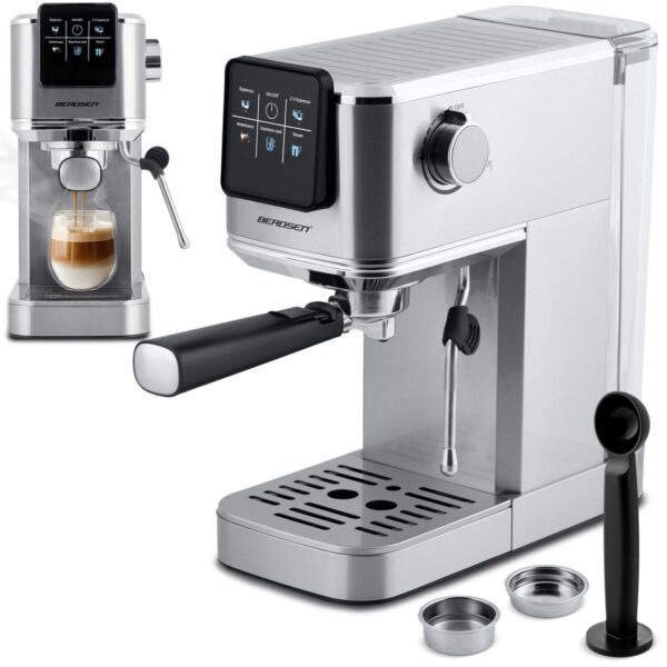 Cafetieră cu pârghie BD-770, 20 bar, argintiu | Berdsen