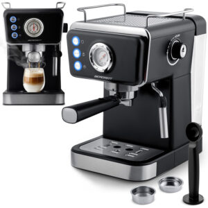 Cafetieră cu pârghie BD-772, 20 bar, neagră | Elegantul aparat de cafea Berdsen vă va prepara un espresso delicios cu cremă bogată chiar la dumneavoastră acasă.