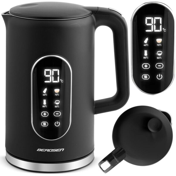 Fierbător electric BD-712, 1,7L, negru-argintiu | Berdsen oferă încălzire rapidă și convenabilă a apei, cu un design modern pentru fiecare bucătărie.