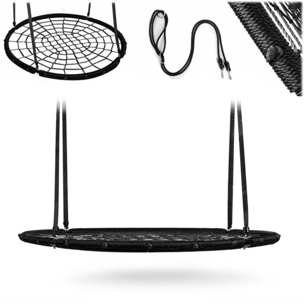 Balansoar de grădină NS-104, 120cm, negru | Neo-Sport oferă un loc confortabil și sigur pentru distracție atât pentru copii, cât și pentru adulți.