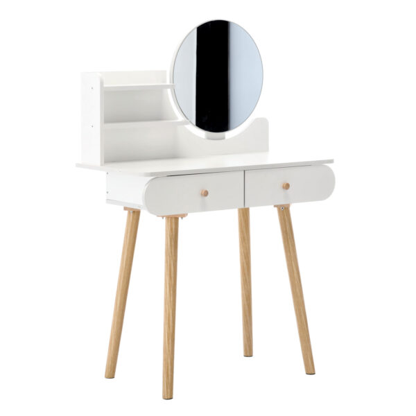 Masă de toaletă cu oglindă, 80x40x120cm | Albul oferă spațiu practic pentru machiaj și organizarea cosmeticelor, ideal pentru orice dormitor modern.