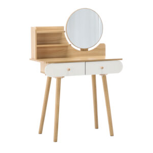 Masă de toaletă cu oglindă, 80x40x120cm | Lemnul/albul oferă spațiu practic pentru depozitarea machiajelor și cosmeticelor, ideal pentru orice dormitor.