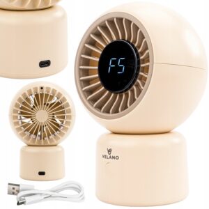 Ventilator de masă, bej | Velano este un dispozitiv compact și wireless, cu funcționare silențioasă, ideal pentru utilizare la birou, acasă sau în timp ce lucrați la calculator.