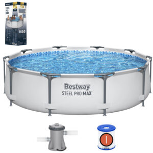Piscină cadru cu filtrare, 305x76cm | Bestway este o soluție ideală pentru grădină, asigurând spațiu și confort în utilizare.