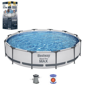 Piscină cadru cu filtrare, 366x76cm | Bestway este soluția ideală pentru familiile care doresc să se bucure de o răcoritoare în zilele de vară chiar în grădina lor.