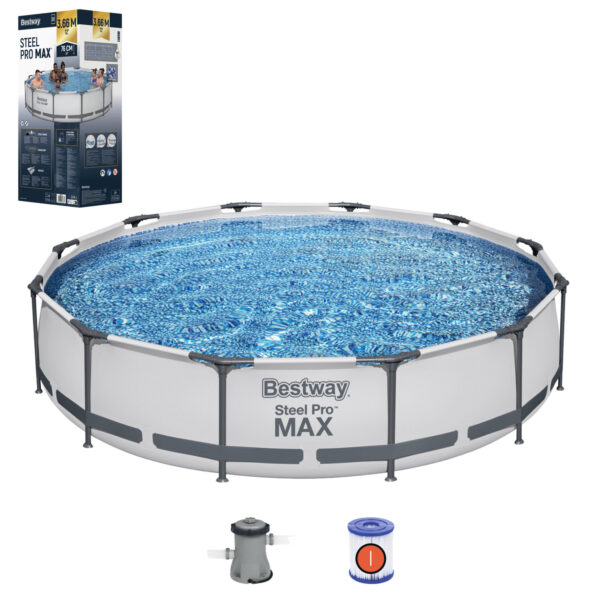 Piscină cadru cu filtrare, 366x76cm | Bestway este soluția ideală pentru familiile care doresc să se bucure de o răcoritoare în zilele de vară chiar în grădina lor.