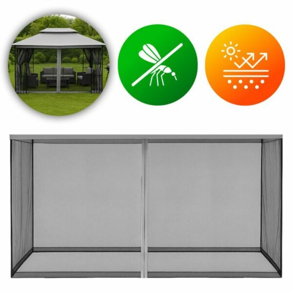 Plasă de țânțari pentru foișor, 3x4m, gri | MultiGarden este un accesoriu practic pentru foișoarele de grădină care oferă protecție eficientă împotriva insectelor.