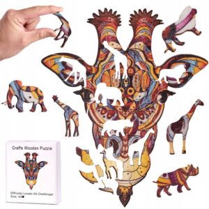 Puzzle din lemn A4, girafă | KX5370 oferă o compoziție distractivă și estetică atât pentru copii, cât și pentru adulți, ideală pentru relaxare și dezvoltarea gândirii logice.