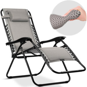 Șezlong pliabil cu pernă ChillWell Soft, gri | Sofotel oferă confort maxim și facilități practice pentru relaxare în grădină, pe terasă sau lângă piscină.