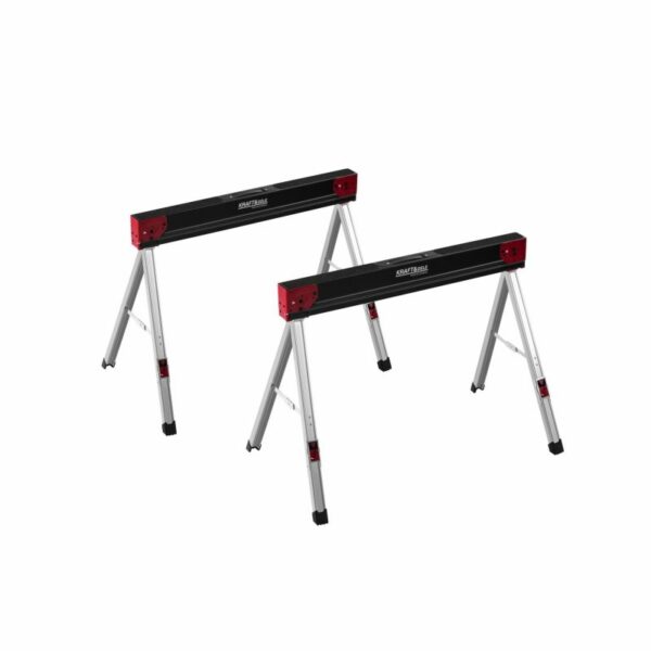 Suport/cavalcadă de atelier, 2 buc., 500 kg | KD11875 oferă o construcție solidă din oțel, cu o capacitate mare de încărcare și înălțime reglabilă.