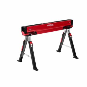 Suport/cavalet de atelier, 63-82cm | KD11874 este un ajutor practic pe șantiere și în atelier, ideal pentru susținerea materialului în timpul tăierii sau asamblării.
