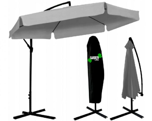 Umbrelă de grădină Banana, 3m, gri | Garden Line oferă protecție solară fiabilă și este ideală pentru terasă, balcon sau grădină.